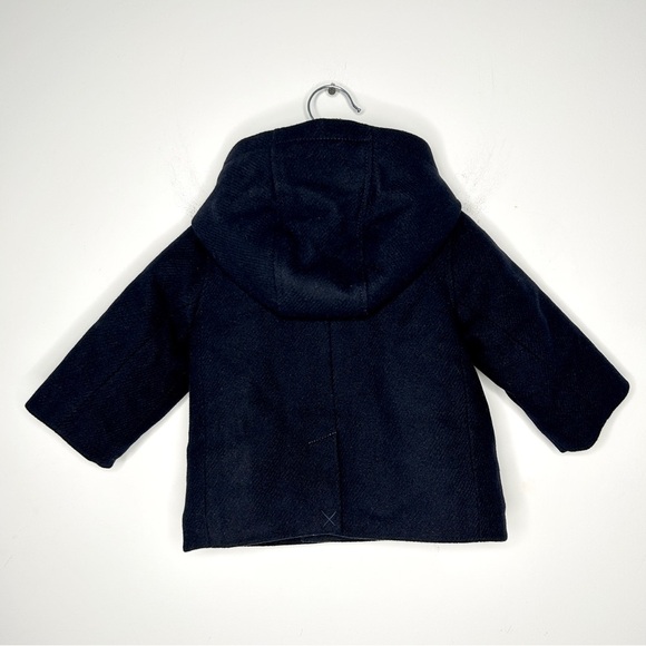 JACADI PARIS Navy Blue Wool Blend Hooded Baby Winter Coat Size 12 Months - Picture 8 of 10
